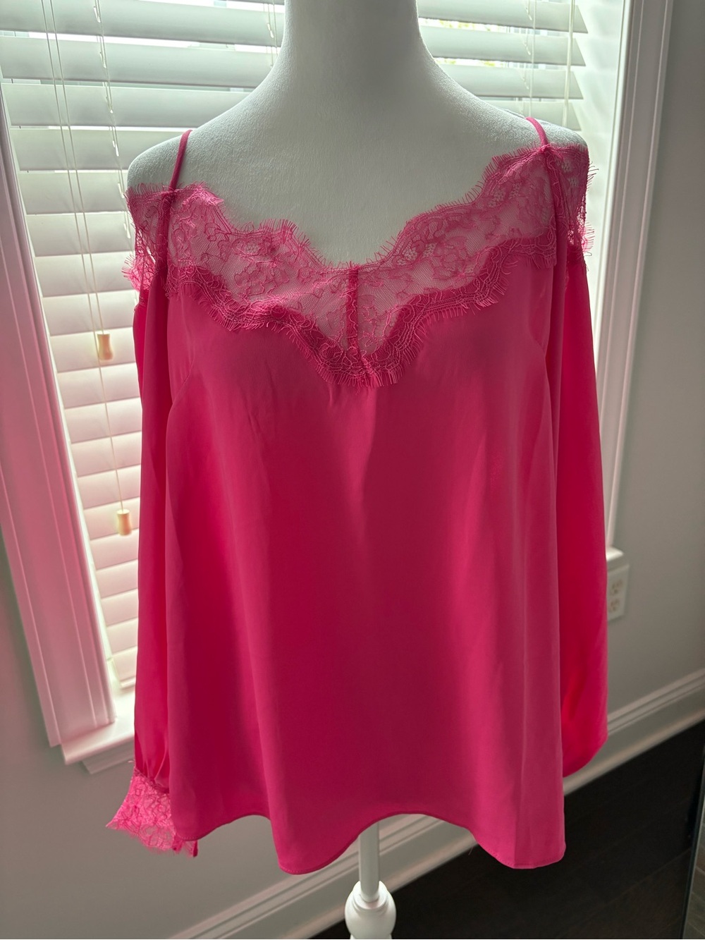 Sugarlips Pink Lace-Trim Blouse